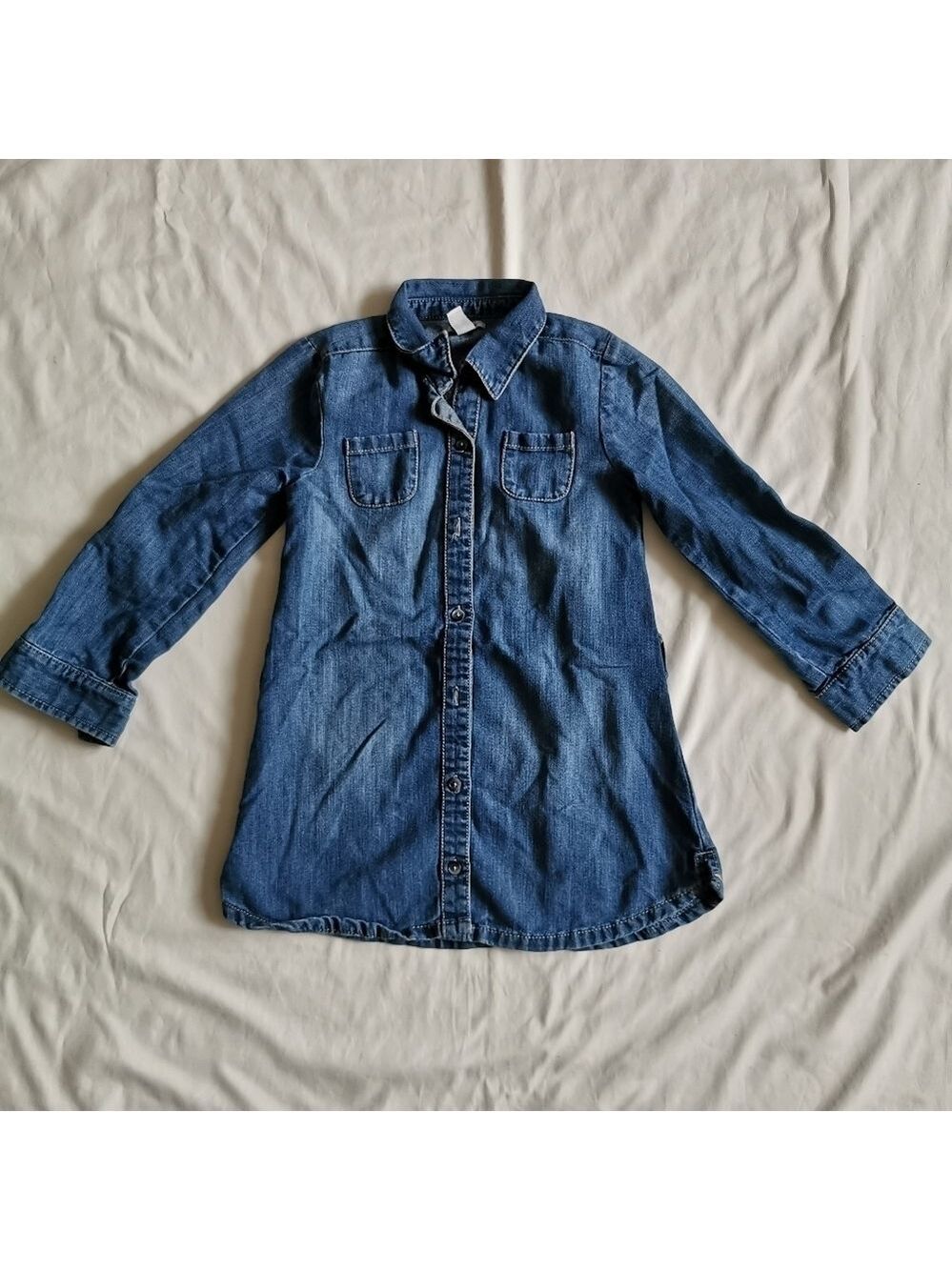 Kids Old Navy Denim Tunic Dress Longsleeves Button Down XS